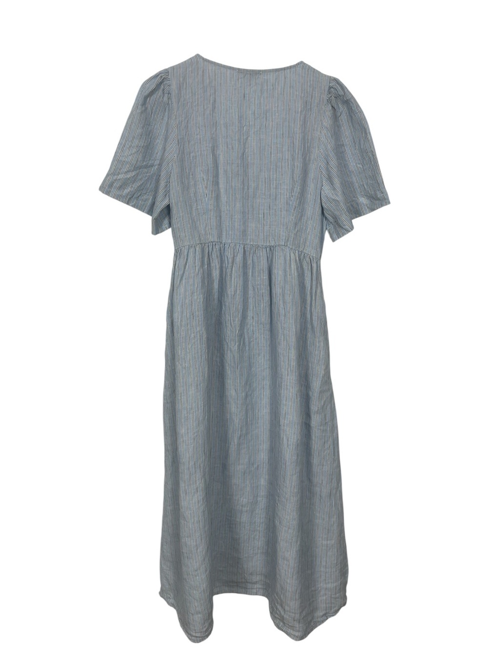 Madewell Cassie Button-Front Midi Dress 100% Linen Blue Striped Size Small - Picture 9 of 13